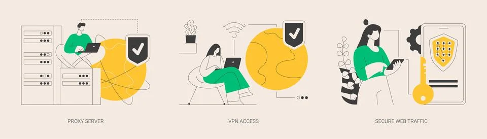 Internet security settings abstract concept vector illustrations. Stock Illustration