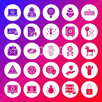 Internet Security Solid Circle Icons Stock Illustration