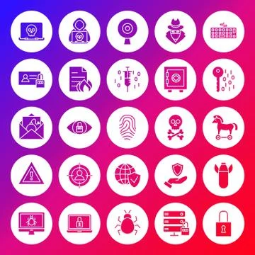 Internet Security Solid Circle Icons Stock Illustration