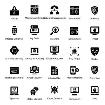 Internet Security Solid Icons Pack Stock-Illustration
