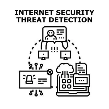 Internet security threat detection protecting sensitive data 库存插图