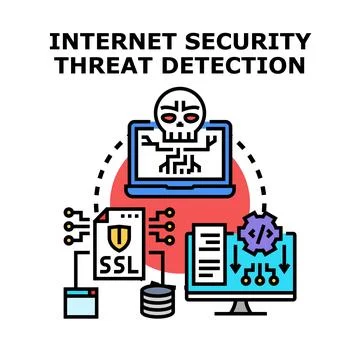 Internet security threat detection system protecting data イラスト素材