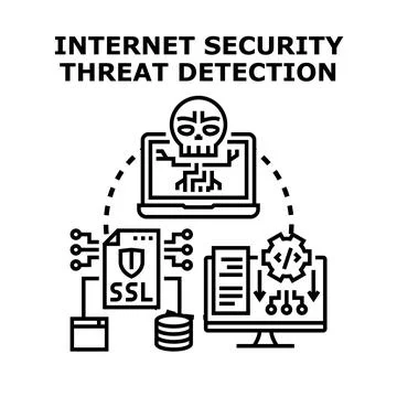 Internet security threat detection system protecting data Stock Illustration