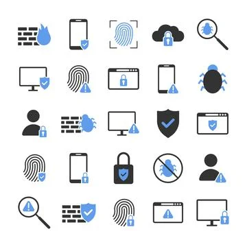 Internet security vector icon set. Antivirus signs Stock Illustration