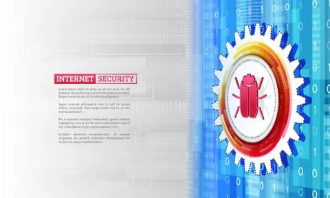 Internet security vector illustration. Malicious software, and virus protecti Illustrazione stock