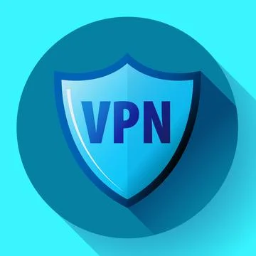 Internet security VPN concept icon with shield symbol, illustrating protected Illustrazione stock