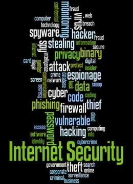 Internet Security, word cloud concept Illustrazione stock