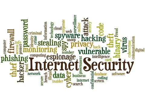 Internet Security, word cloud concept Illustrazione stock