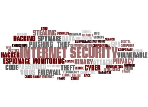 Internet Security, word cloud concept Illustrazione stock