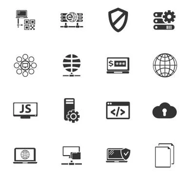 Internet, server, network icons set Illustrazione stock