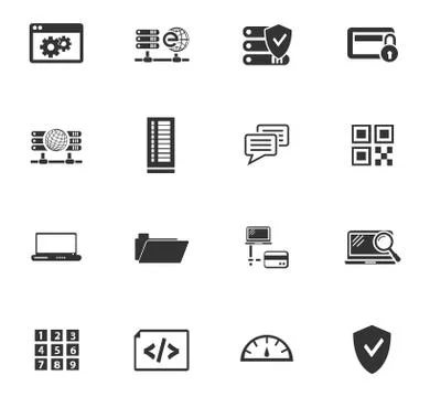 Internet, server, network icons set 库存插图
