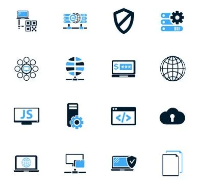 Internet, server, network icons set 스톡 일러스트