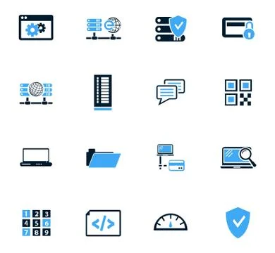 Internet, server, network icons set 库存插图