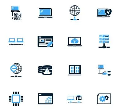 Internet, server, network icons set Stock Illustration