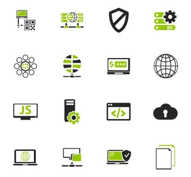 Internet, server, network icons set Illustrazione stock