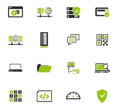Internet, server, network icons set 库存插图
