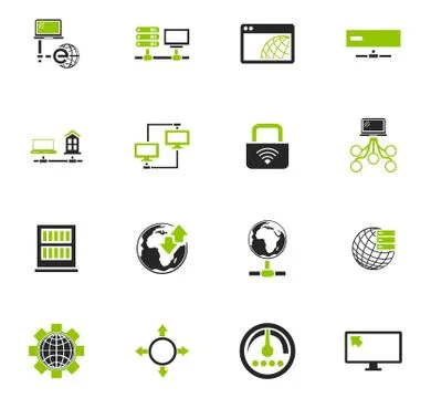 Internet, server, network icons set Stock Illustration
