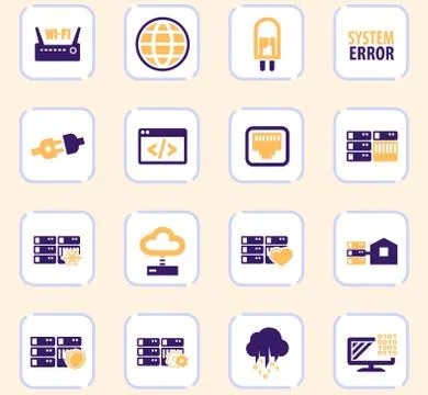Internet, server, network icons set Illustrazione stock