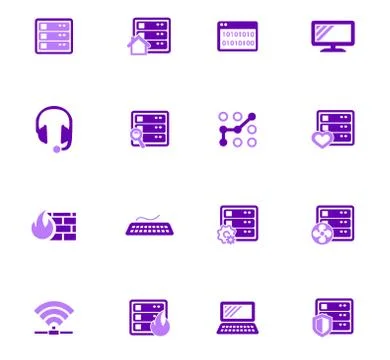 Internet, server, network icons set Stock Illustration