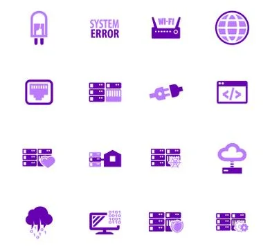 Internet, server, network icons set Ilustração Stock