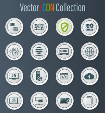 Internet, server, network icons set Ilustração Stock