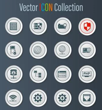 Internet, server, network icons set 스톡 일러스트