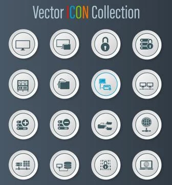 Internet, server, network icons set Stock Illustration