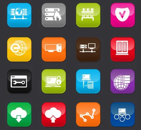 Internet, server, network icons set Stock Illustration