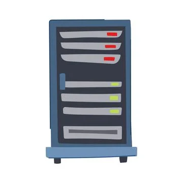 Internet server rack cartoon vector illustration Stock Illustration
