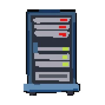 Internet server rack pixel art vector illustration 스톡 일러스트