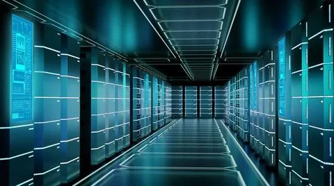 Internet Server room or super computer concept 3D Rendering Conceptual ima... Stockfoto's