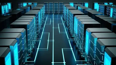 Internet Server room or super computer concept 3D Rendering Conceptual ima... Stockfoto's