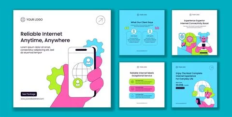 Internet Service Provider Flat Cartoon Hand Drawn Background Illustration f.. Stock Illustration