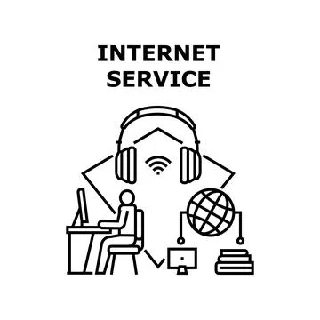 Internet Service Vector Concept Black Illustration イラスト素材