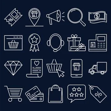 Internet shop icon set in line style Illustrazione stock