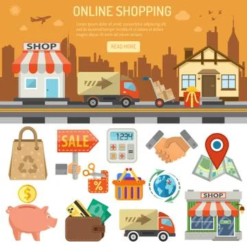 Internet Shopping Banner Stock Illustration