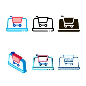 Internet shopping designs icon vector outline Illustrazione stock