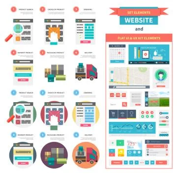 Internet shopping process and delivery Stock Illustration
