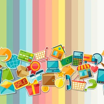 Internet shopping seamless pattern Stock Illustration