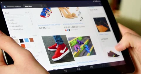 Internet Shopping On Tablet 4k Stock Footage 47054485