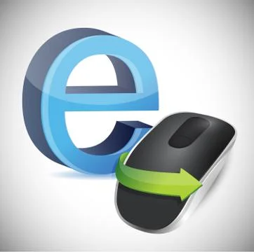 Internet sign and wireless computer mouse isolated on white background Illustrazione stock