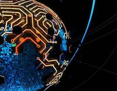 Internet smart earth technology, circuit board data transmission Stock Illustration