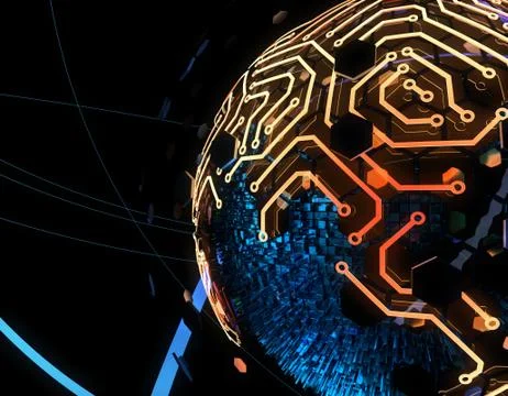 Internet smart earth technology, circuit board data transmission イラスト素材