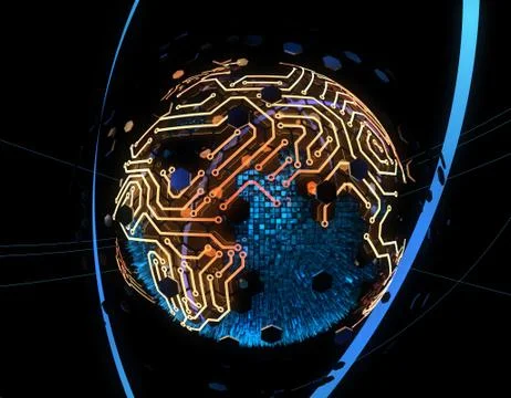 Internet smart earth technology, circuit board data transmission Stock Illustration