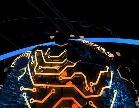 Internet smart earth technology, circuit board data transmission Stock Illustration