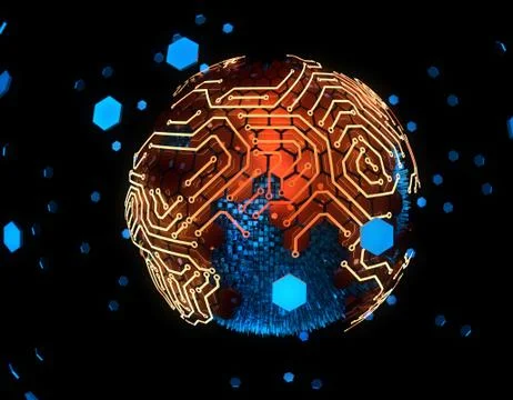 Internet smart earth technology, circuit board data transmission Stockillustratie