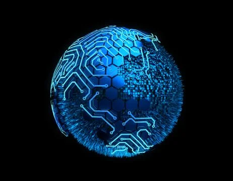Internet smart earth technology, circuit board data transmission イラスト素材