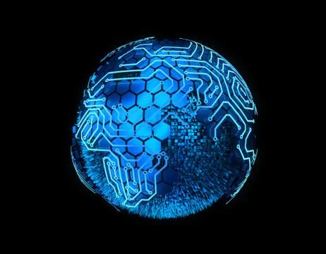 Internet smart earth technology, circuit board data transmission 库存插图