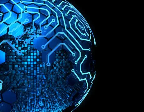 Internet smart earth technology, circuit board data transmission 스톡 일러스트