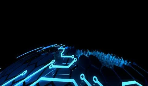 Internet smart earth technology, circuit board data transmission 스톡 일러스트